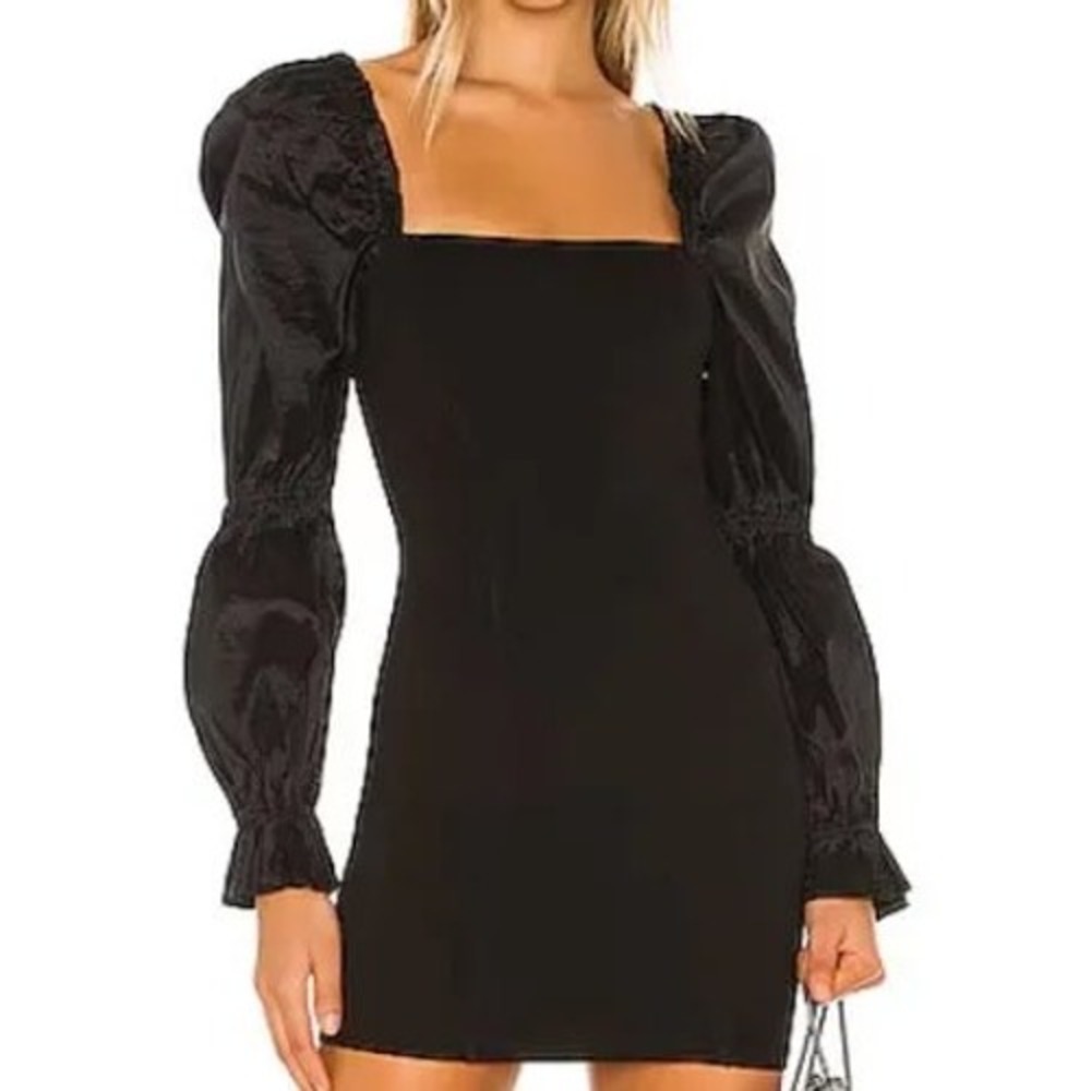 Majorelle Revolve Black Puff Sleeve Open Back Mini Dress Size Medium